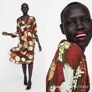 Zara Kimono Floral Floral Print Spring Dress S
